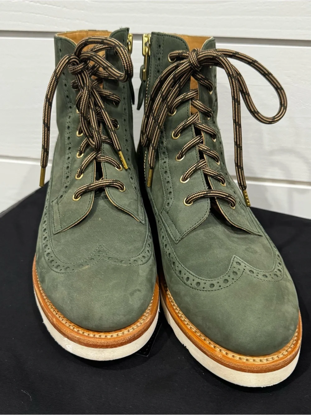 The Office of Angela Scott Mr. Harrison Sage Green Brogue Boots 39